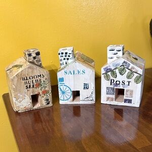 Decorative Wooden House Trio